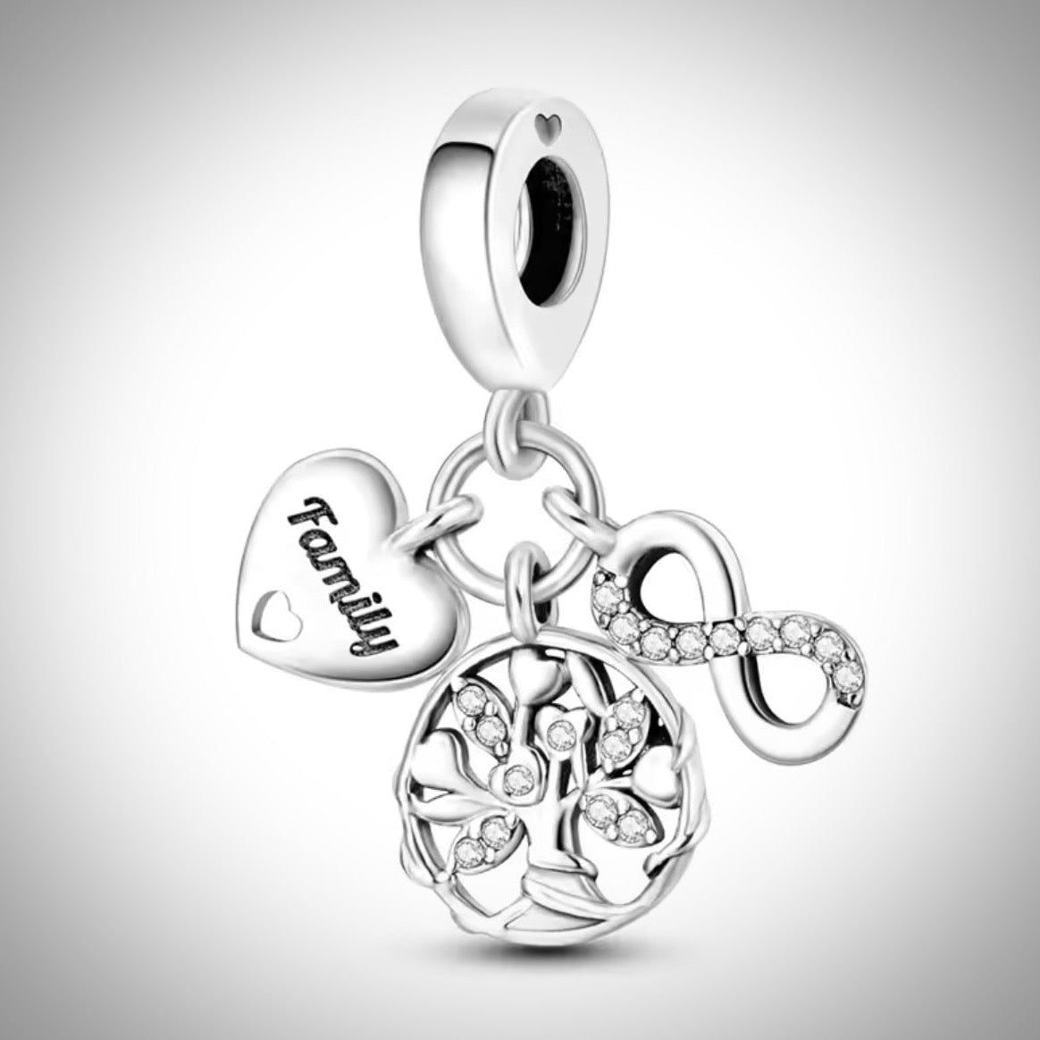 Charm amour infini famille et arbre de vie en Argent S925 compatible Pandora pour bracelet