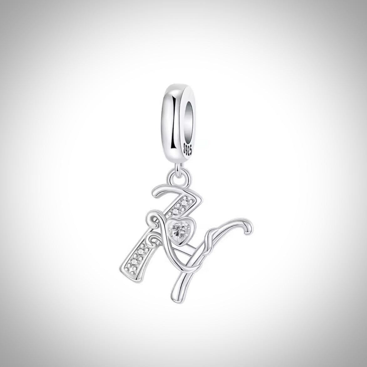 Charm alphabet initiale lettre H en Argent S925 compatible Pandora  pour bracelet