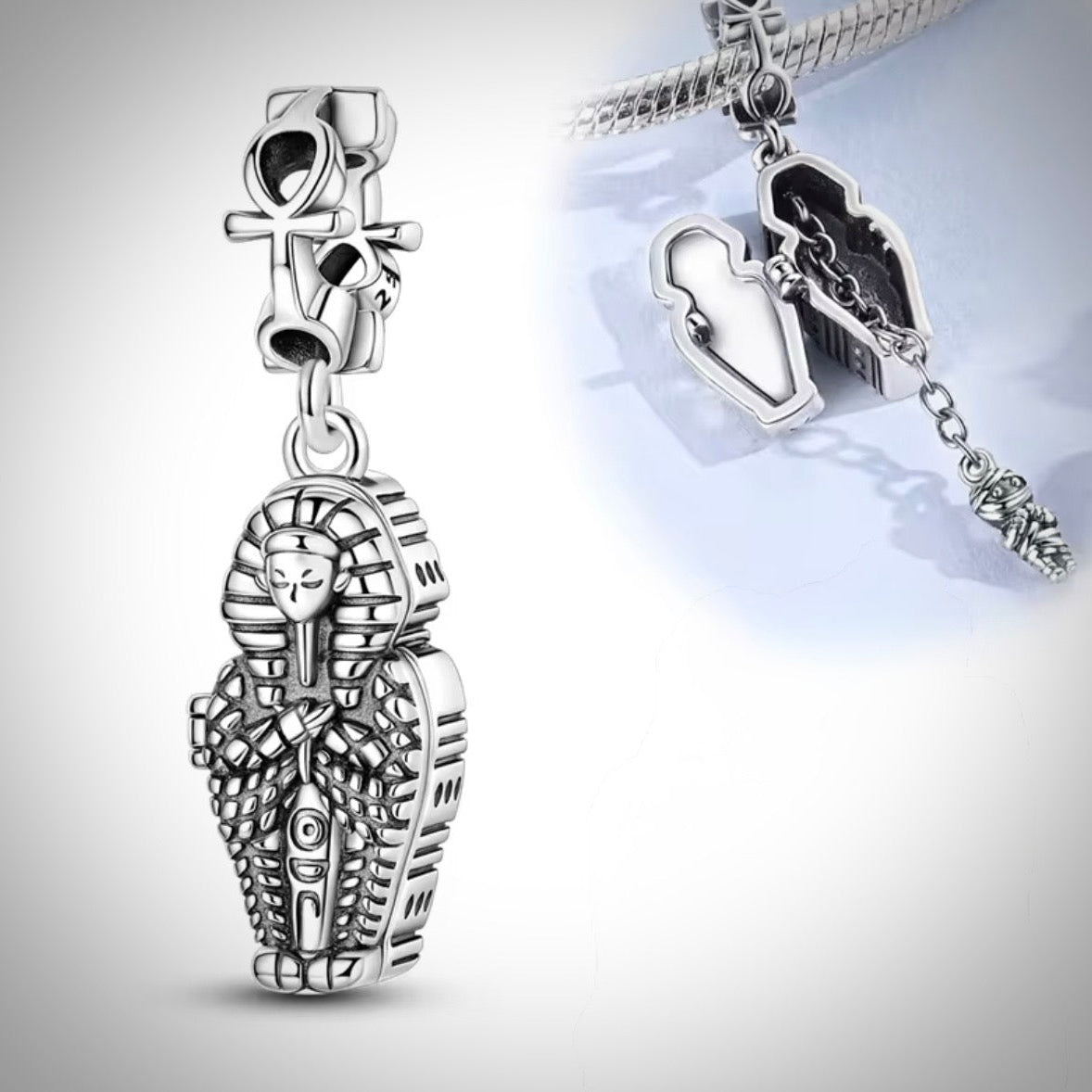 Charm sarcophage égyptien momie en Argent S925 compatible Pandora pour bracelet