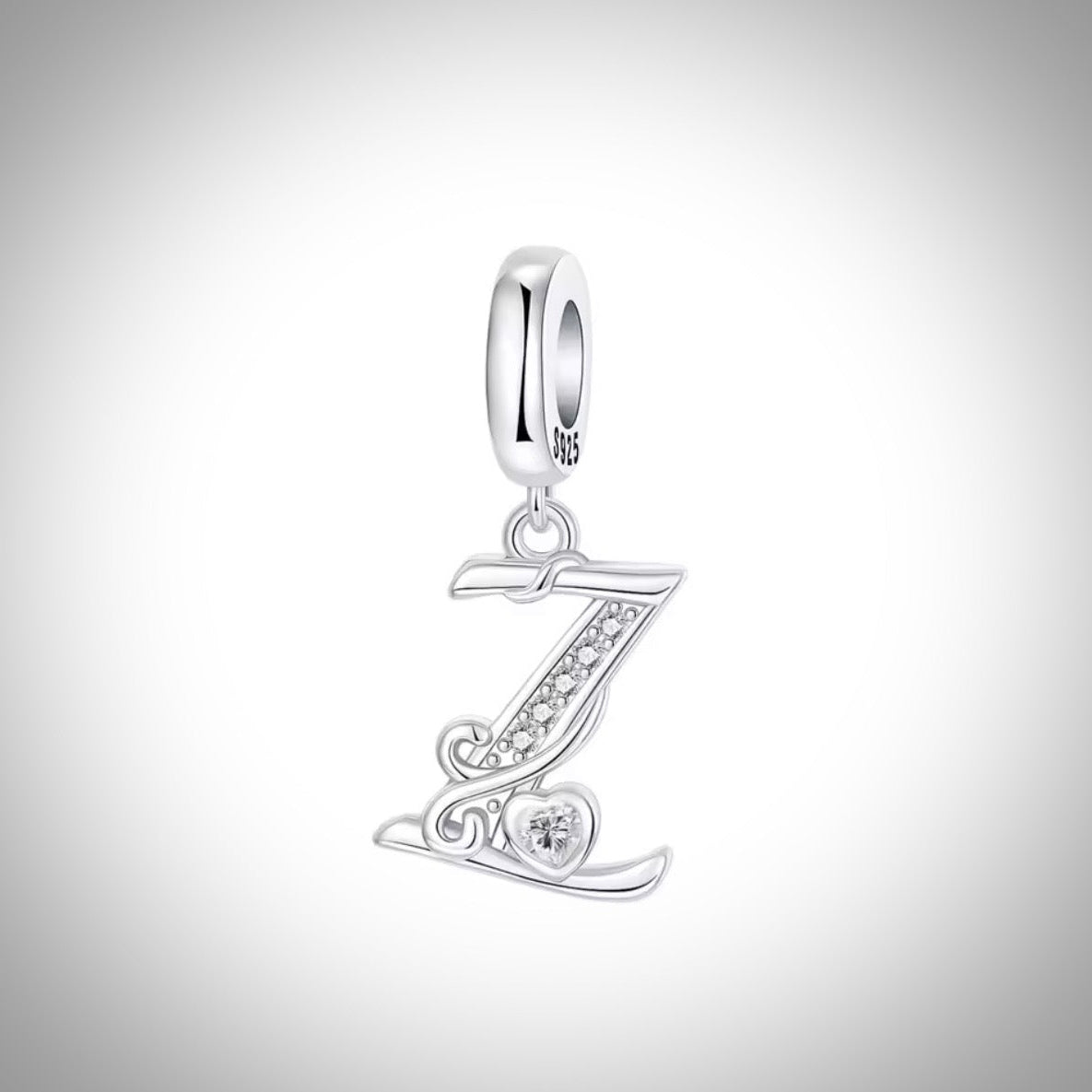 Charm alphabet initiale lettre Z en Argent S925 compatible Pandora pour bracelet