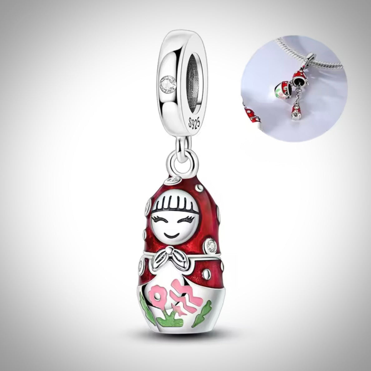 Charm poupée russe en Argent S925 compatible Pandora pour bracelet