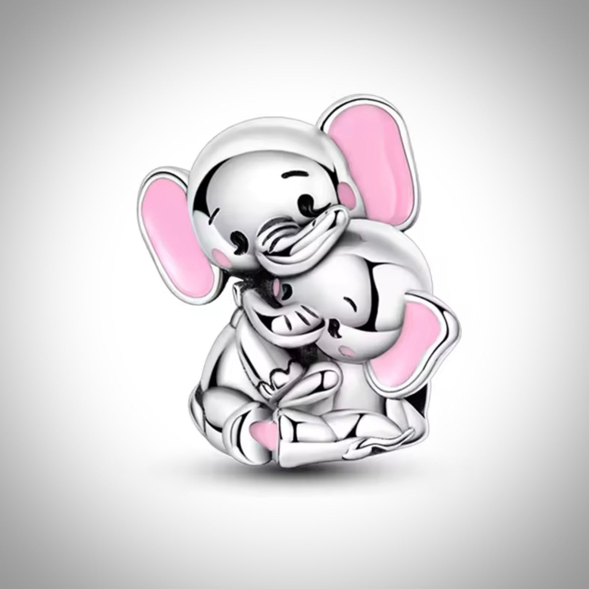Charm animal maman éléphant et son bébé en Argent S925 compatible Pandora pour bracelet
