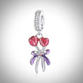 Charm fleurs 2 tulipes et noeud en Argent S925 compatible Pandora  pour bracelet