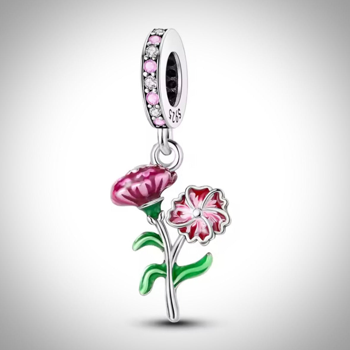 Charm 2 fleurs en Argent S925 compatible Pandora pour bracelet