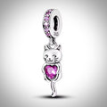 Charm animal chat et cœur en Argent S925 compatible Pandora pour bracelet