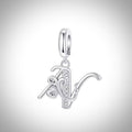 Charm alphabet initiale lettre N en Argent S925 compatible Pandora pour bracelet