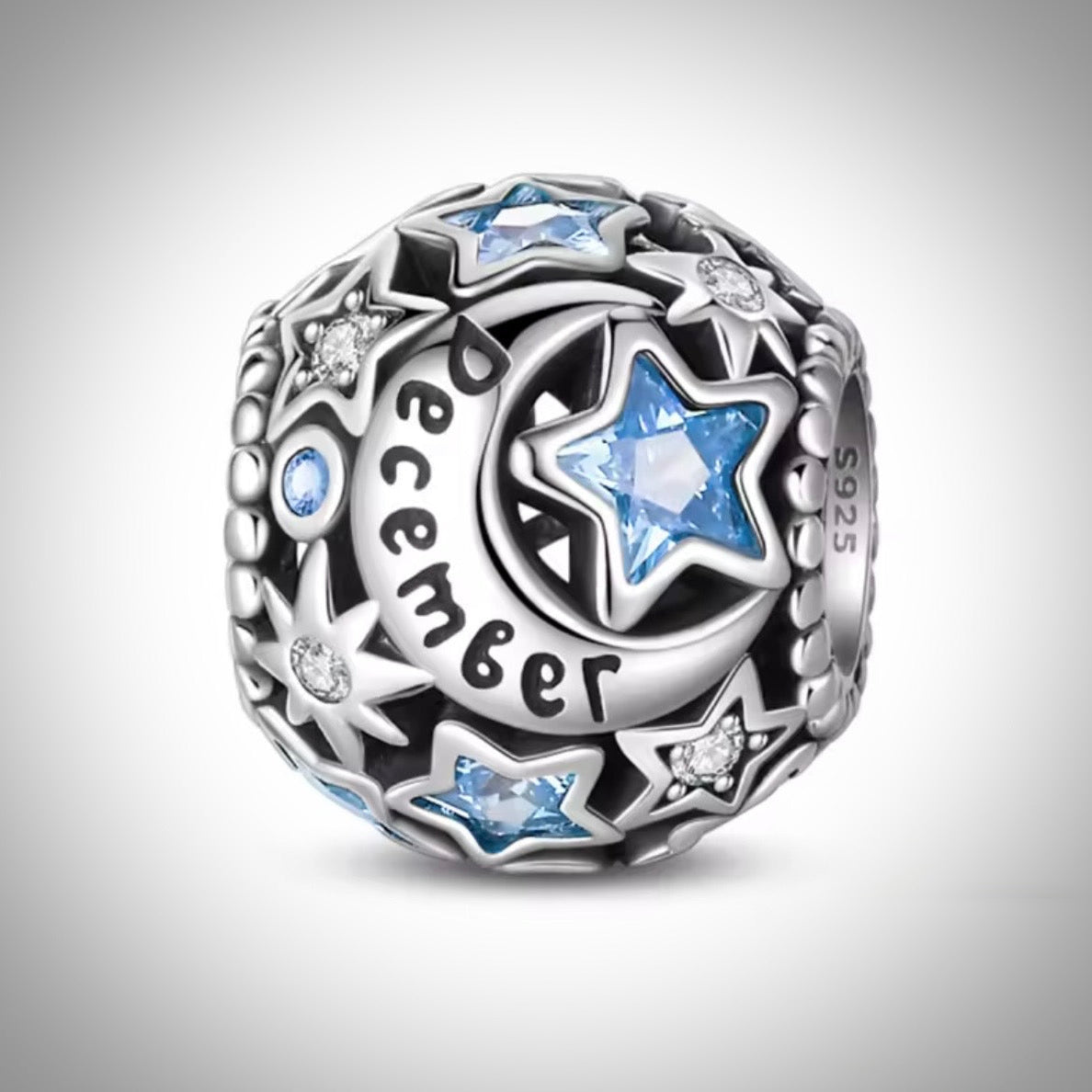 Charm mois de l’année décembre anniversaire naissance occasion inoubliable en Argent S925 compatible Pandora pour bracelet